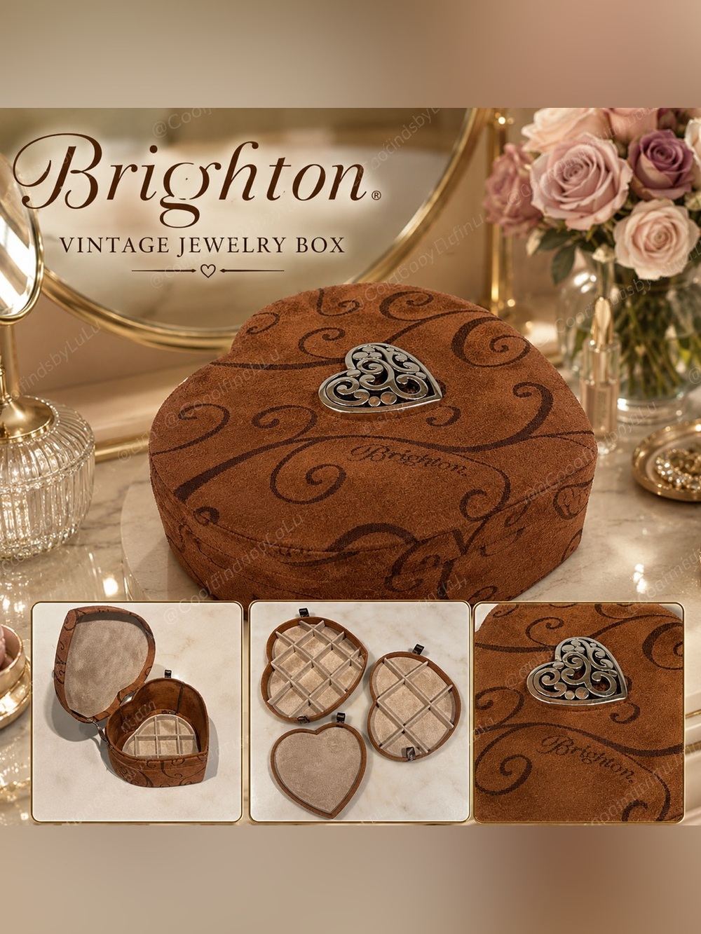 Vintage Brighton heart-shaped jewelry box